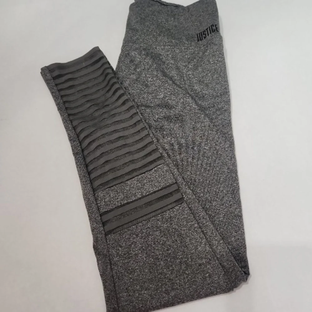 Justice‎ Leggings Girls Size 14/16 Gray Activewear Athletic Mesh Panels Sporty